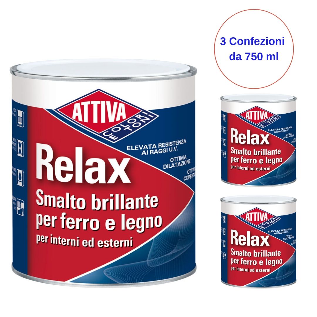 Smalto attiva relax brillante sintetico 3 confezioni da 750 ml bianco