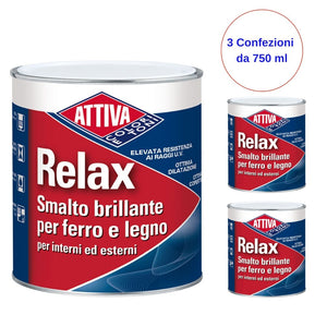 Smalto attiva relax brillante sintetico 3 confezioni da 750 ml bianco