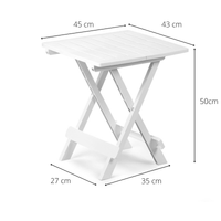 Tavolino Pieghevole da Giardino, Piccolo Tavolo Pieghevole da Esterno E da Campeggio 45x43x50 cm colore bianco Tomaino