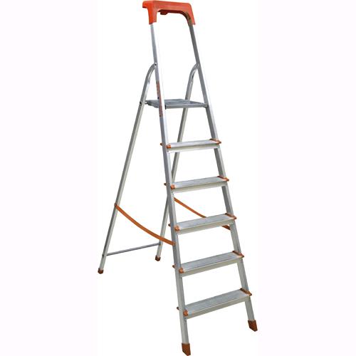 Scala Domestica in Alluminio 4 Gradini Antiscivolo con Portaoggetti Altezza pedana 75 cm