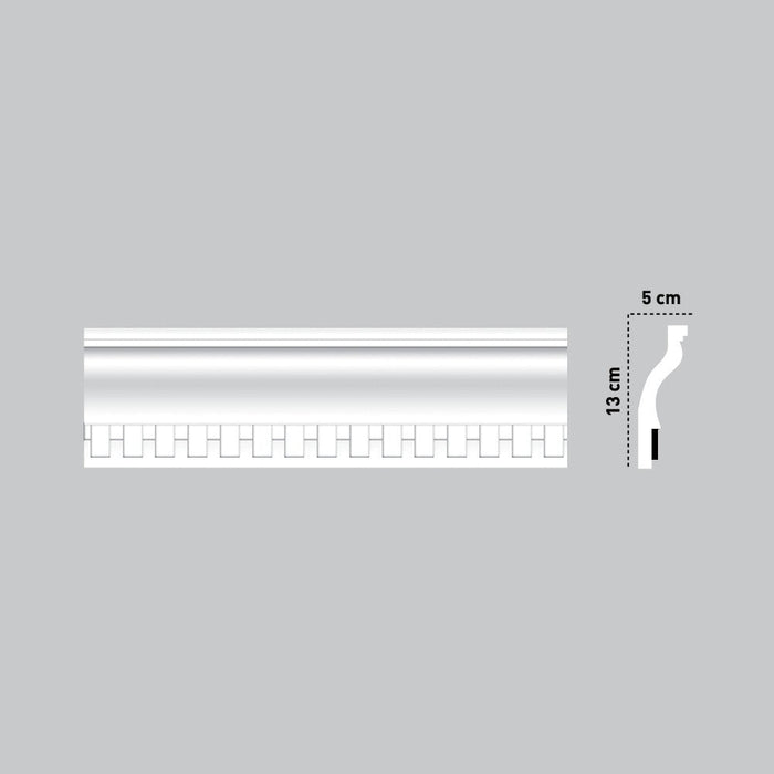 €1,80ml *** STOCK ***. Pacco da 110ml di cornice decorativa in polistirolo compatto XPS 130X50x2000 LDK05