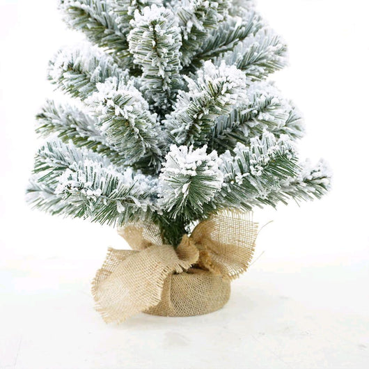 Albero di Natale Pinetto Folto innevato da 45 cm con base in Juta 48 Rami F5001