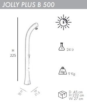 Doccia Solare In Resina Jolly 24 Litri In Alluminio Colore Rossa Cv-B500/3027