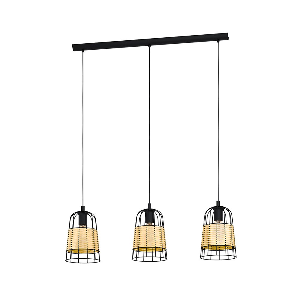 Lampadario Industrial Anwick 3 Luci Metallo Nero