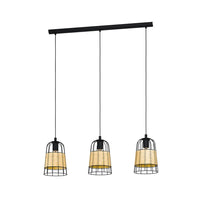 Lampadario Industrial Anwick 3 Luci Metallo Nero