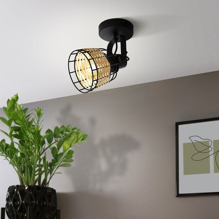 Applique Industrial Anwick 1 Luce Metallo Nero