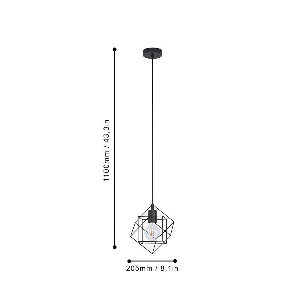 Lampadario Industrial Straiton 1 Luce Acciaio Nero