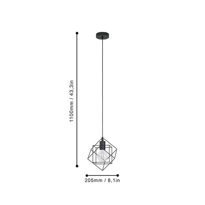 Lampadario Industrial Straiton 1 Luce Acciaio Nero