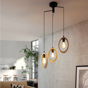 Lampadario Industrial Basildon 3 Luci Pendenti Metallo Nero E Marrone