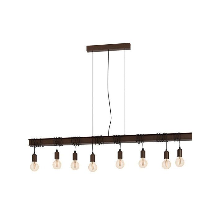 Lampadario Industrial Townshend 4 8 Luci Acciaio Marrone E Ner Invecchiato