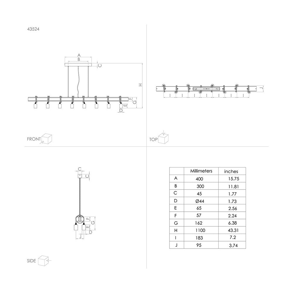 Lampadario Industrial Townshend 4 8 Luci Acciaio Marrone E Ner Invecchiato