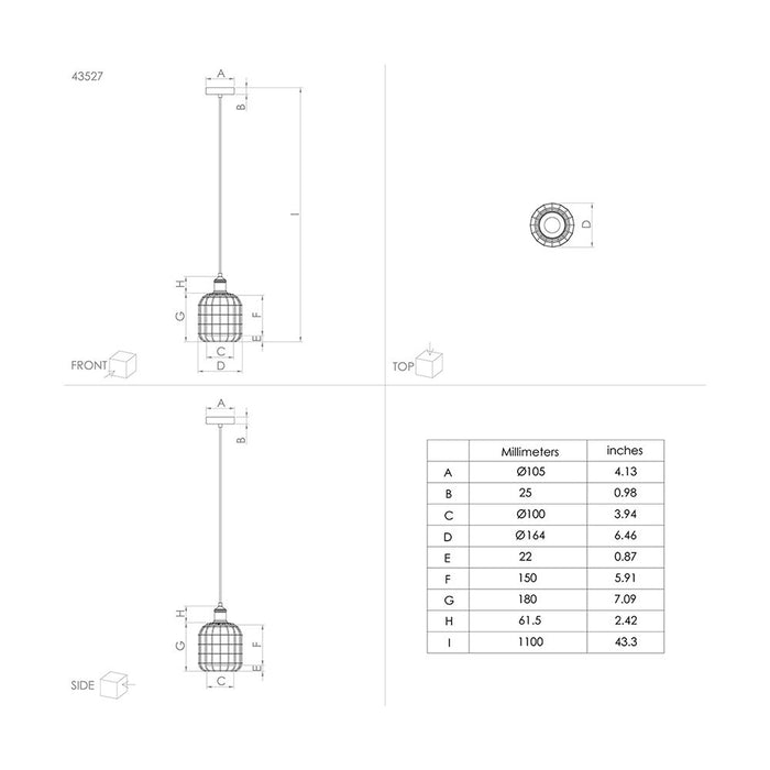 Lampadario Moderno Chisle 1 Luce Acciaio Nero