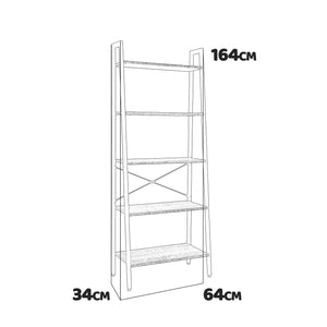 Lilas - libreria in legno e metallo 5 ripiani bianco