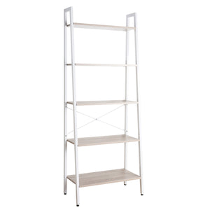 Lilas - libreria in legno e metallo 5 ripiani bianco