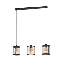 Lampadario Industrial Dellow 3 Luci Acciaio Nero