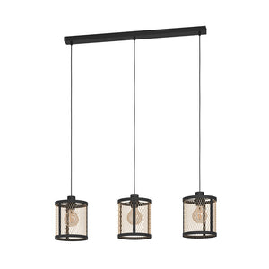 Lampadario Industrial Dellow 3 Luci Acciaio Nero