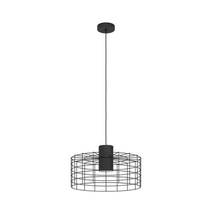 Lampadario Industrial Milligan Grande 1 Luce Acciaio Nero E Bianco