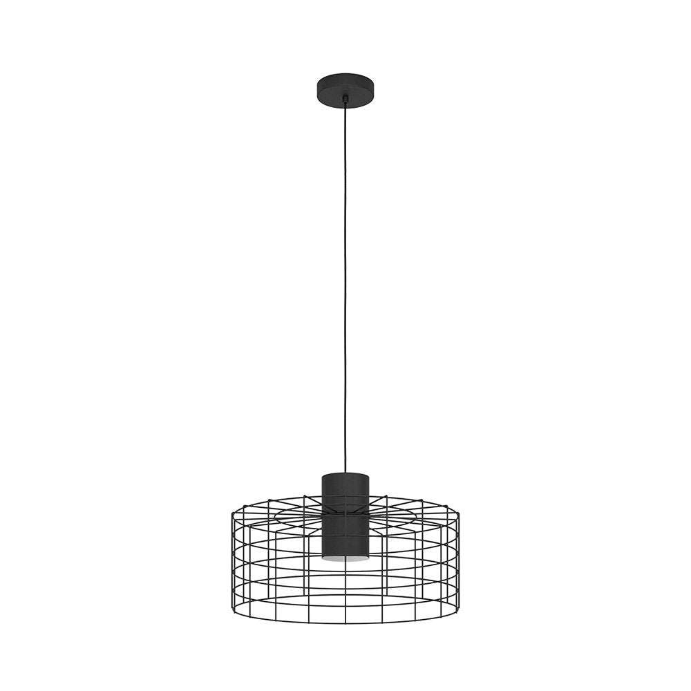 Lampadario Industrial Milligan Grande 1 Luce Acciaio Nero E Bianco