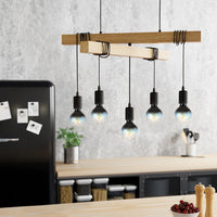 Lampadario Industrial Townshend 5 Luci Metallo Nero E Marrone