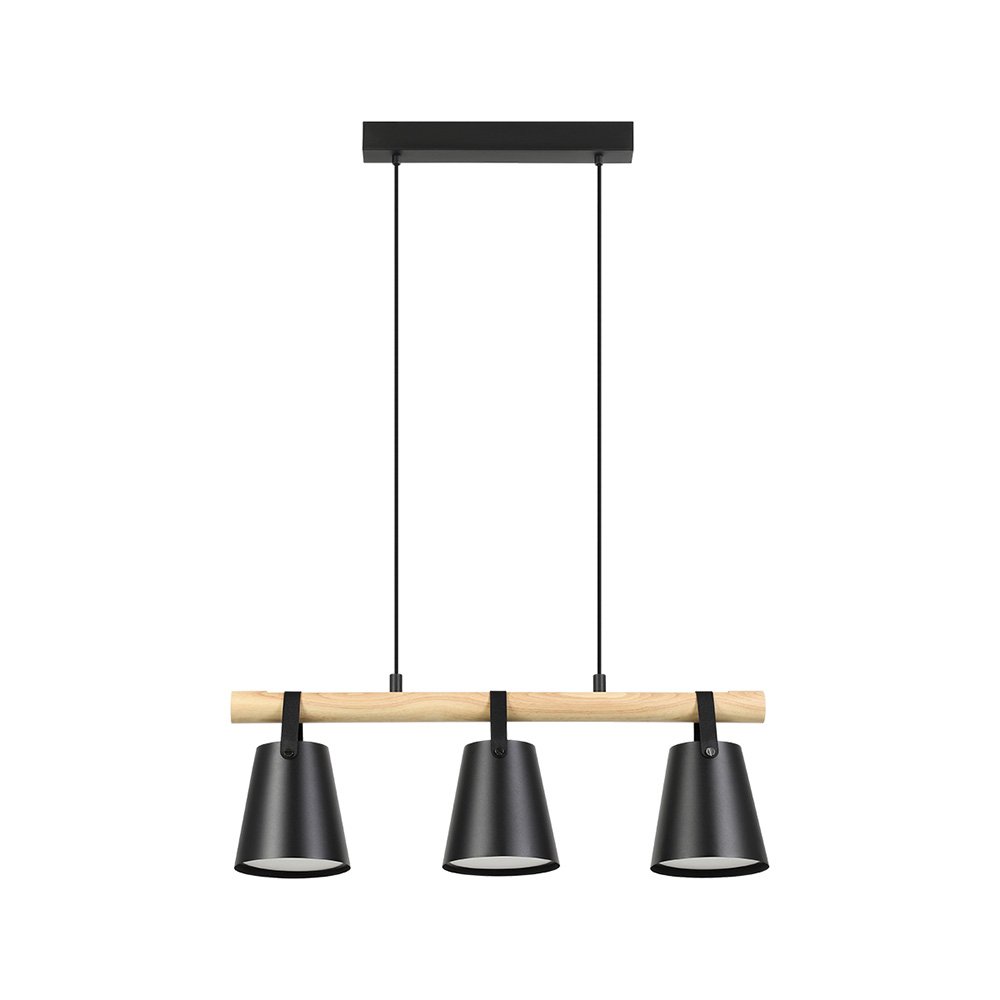 Lampadario Industrial Boyle 3 Luci Metallo Nero E Marrone