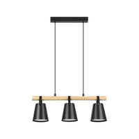 Lampadario Industrial Boyle 3 Luci Metallo Nero E Marrone