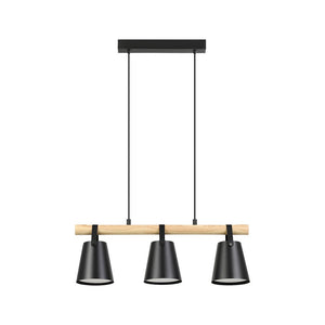 Lampadario Industrial Boyle 3 Luci Metallo Nero E Marrone