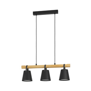 Lampadario Industrial Boyle 3 Luci Metallo Nero E Marrone