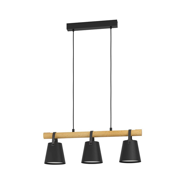 Lampadario Industrial Boyle 3 Luci Metallo Nero E Marrone