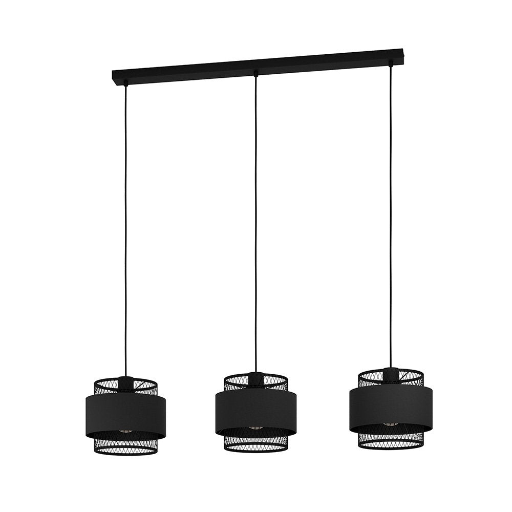 Lampadario Industrial Bazely 3 Luci Acciaio Nero