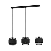 Lampadario Industrial Bazely 3 Luci Acciaio Nero