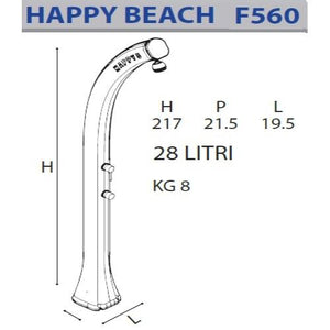 Doccia Solare In Polietilene Happy Beach 28 Litri Con Pulsante Temporizzato E Miscelatore Colore Bianca Cv-F560/9003