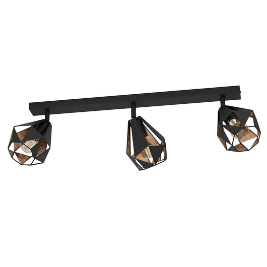 Spot Moderno Carlton 7 In Acciaio Nero 3 Luci E27 40W Ip20