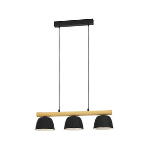 Lampadario Moderno Sherburn 3 Luci Metallo Nero E Marrone