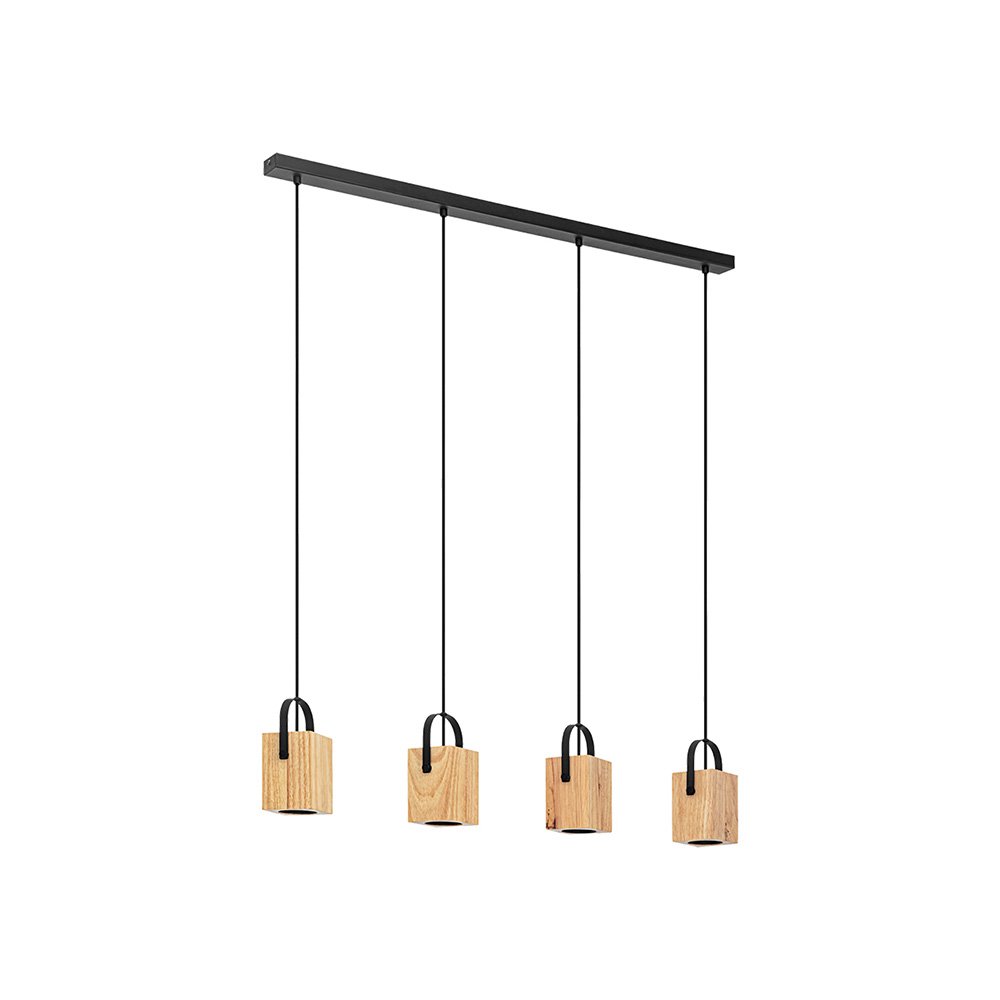 Lampadario Industrial Ayles 4 Luci Acciaio Nero