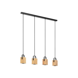 Lampadario Industrial Ayles 4 Luci Acciaio Nero