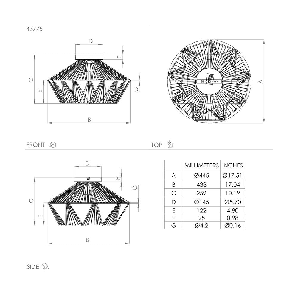 Plafoniera Contemporanea Adwickle 1 Luce Metallo Nero E Tessuto