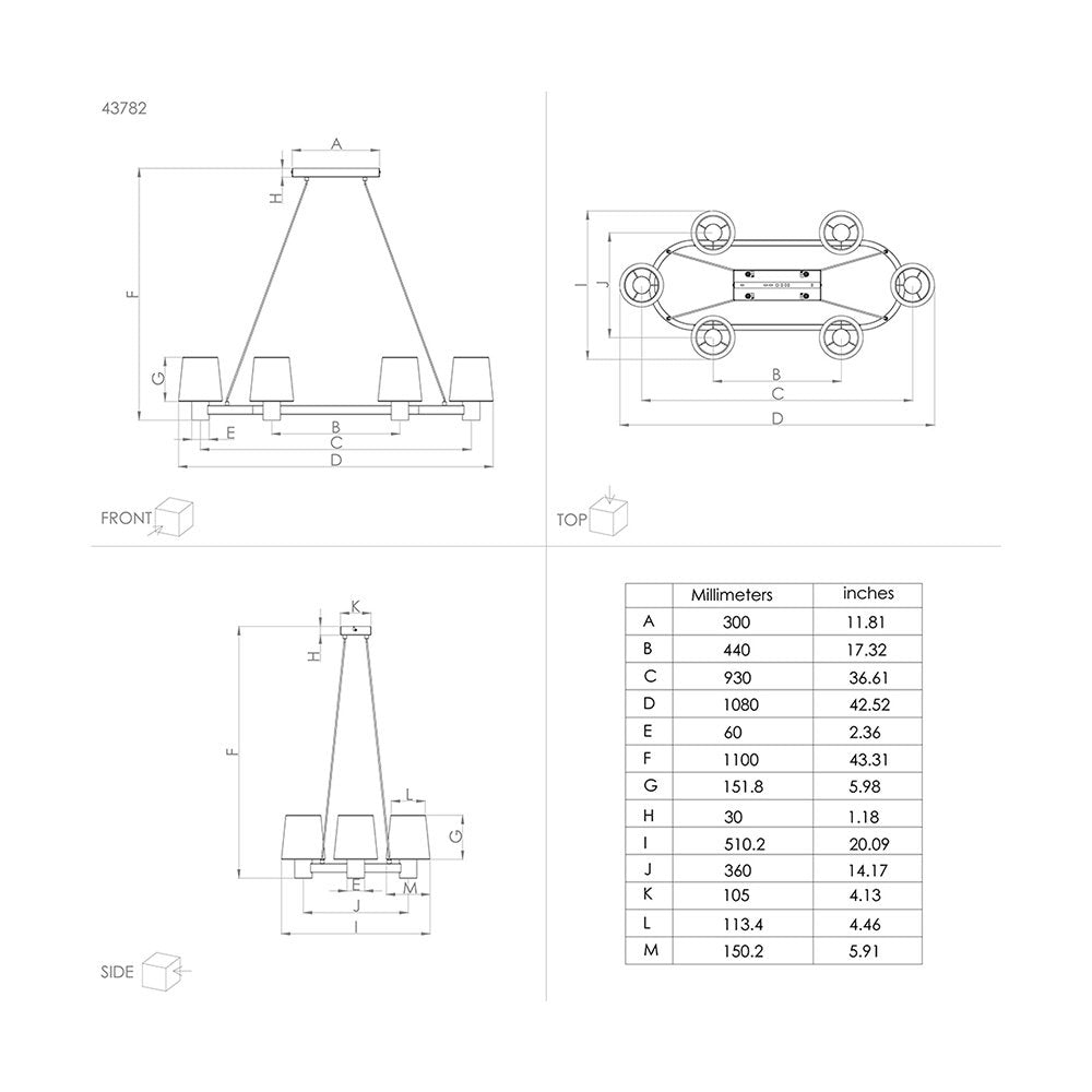 Lampadario Moderno Edale 6 Luci Metallo Nero E Marrone