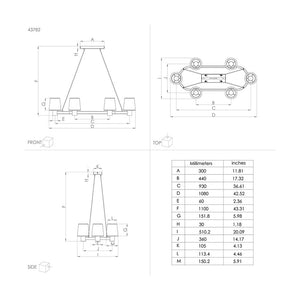 Lampadario Moderno Edale 6 Luci Metallo Nero E Marrone