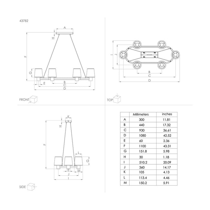 Lampadario Moderno Edale 6 Luci Metallo Nero E Marrone