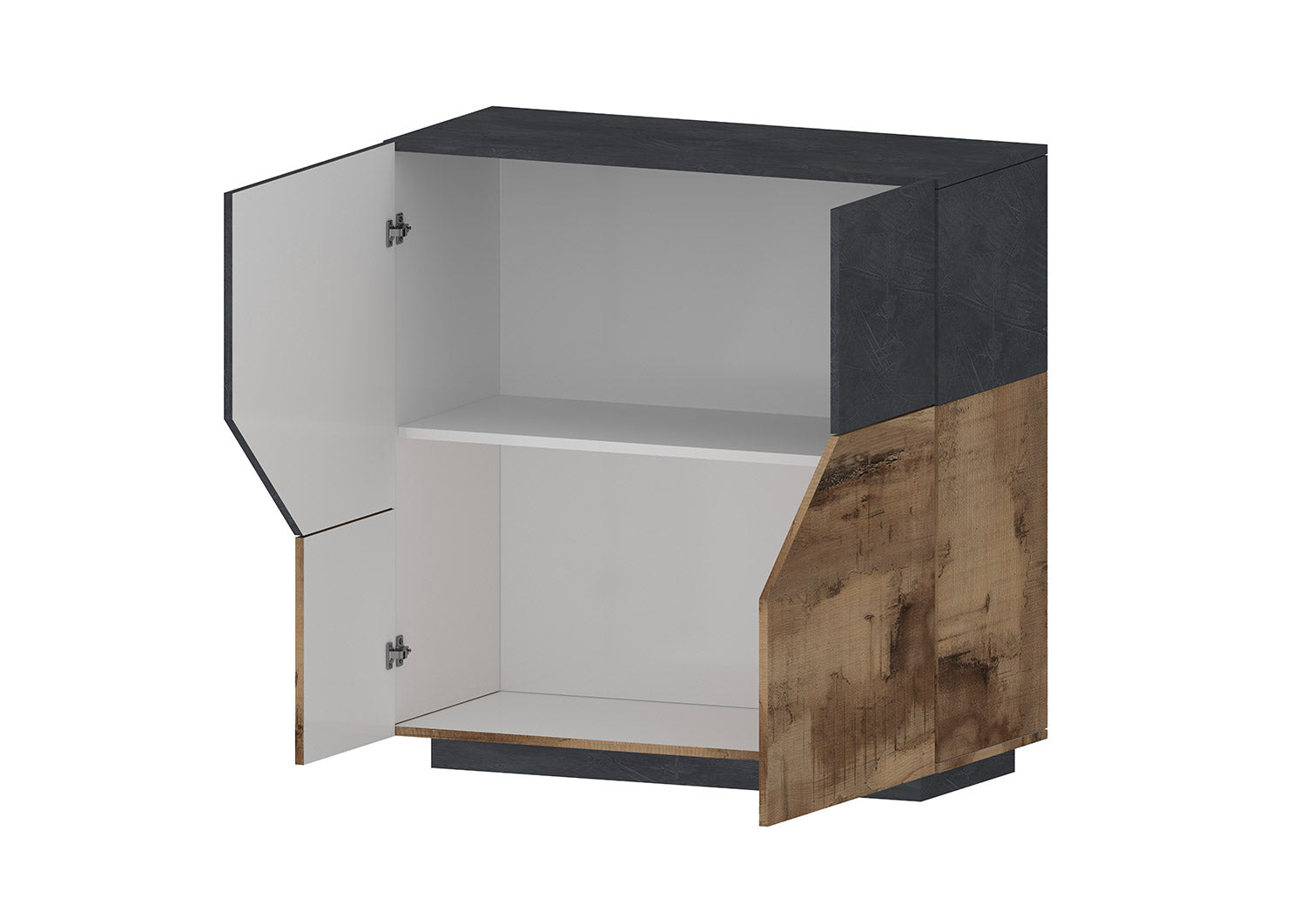 Credenza 2 Ante 79,5x43x86 cm Alien Ardesia e Acero Pereira