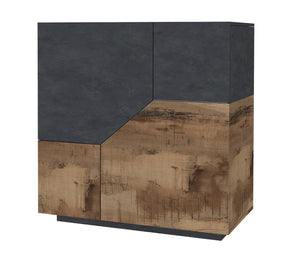 Credenza 2 Ante 79,5x43x86 cm Alien Ardesia e Acero Pereira