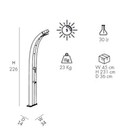 Doccia Solare In Alluminio Dada 40 Litri Con Miscelatore, Lavapiedi E Nebulizzatore Colore Rossa Cv-D350/3027