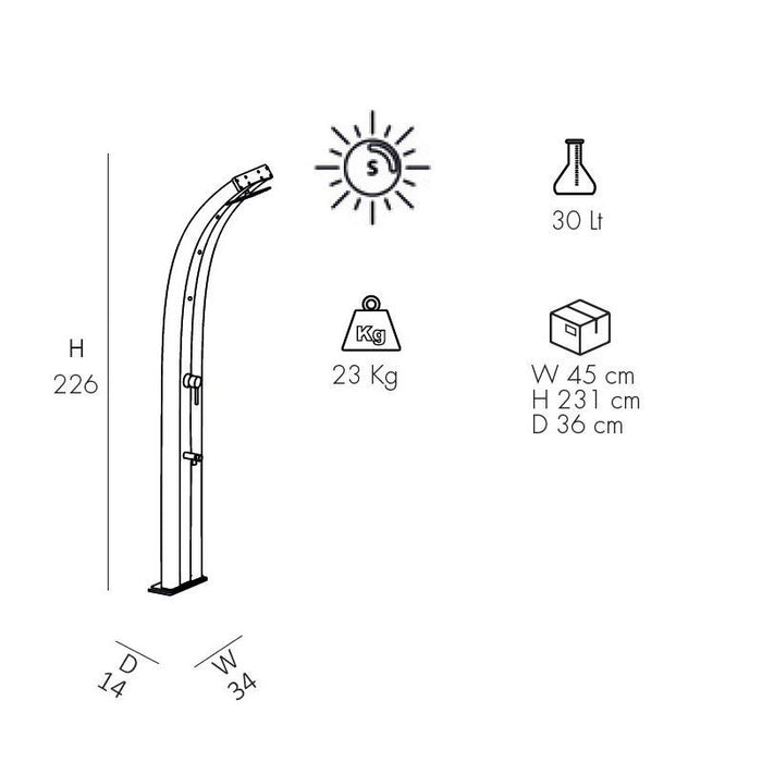 Doccia Solare In Alluminio Dada 40 Litri Con Miscelatore, Lavapiedi E Nebulizzatore Colore Blu Cv-D350/5012