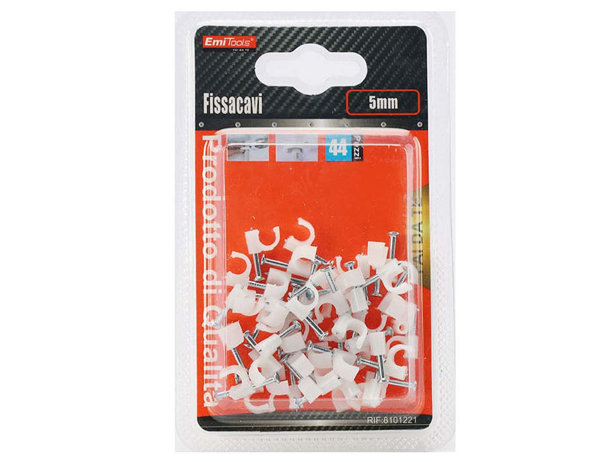 44 Pezzi Fermacavo con Chiodo 5mm Clip per Cavi Fissacavi A Muro