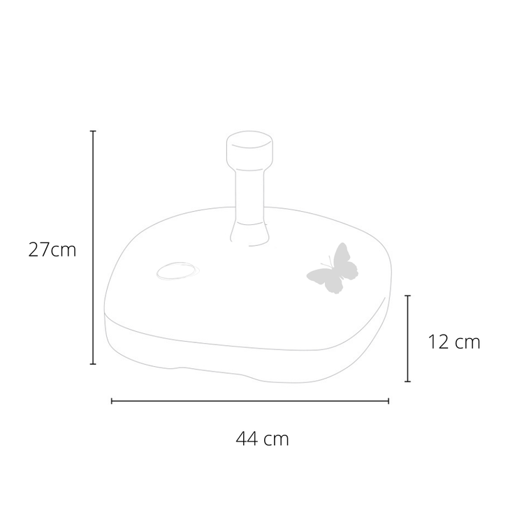 Base per ombrellone 44x44x12h cm in plastica, supporto ombrellone giardino, Papillon Tomaino