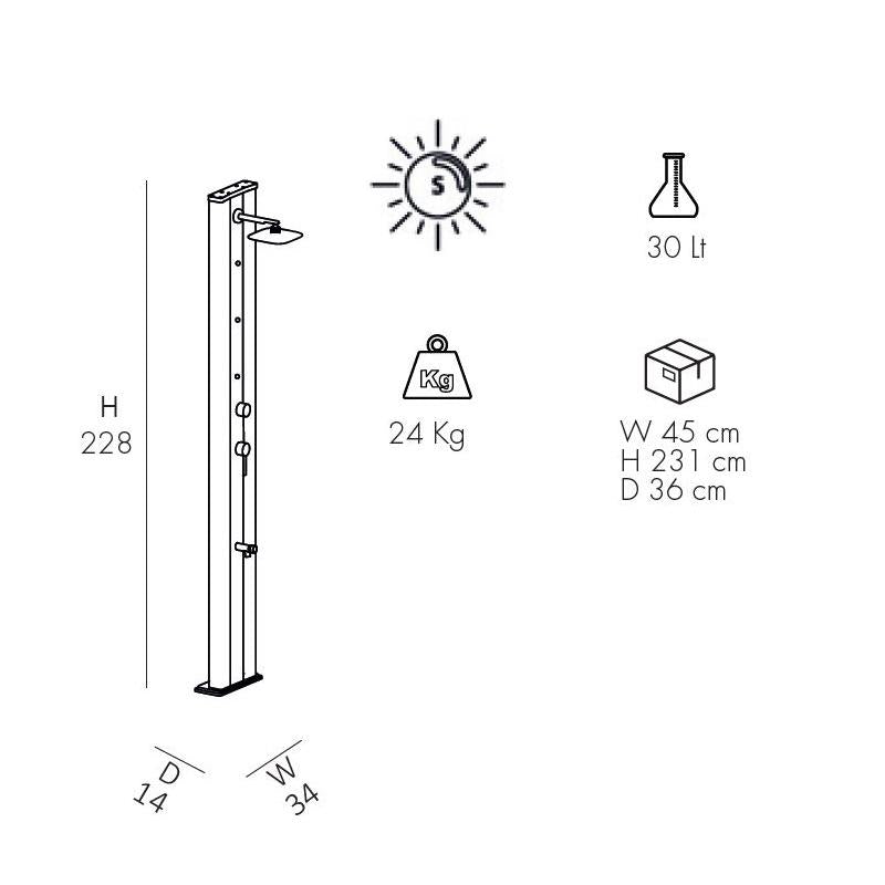 Doccia Solare Dada S In Alluminio Con Nebulizzatore E Miscelatore Colore Blu Cv-D450/5012