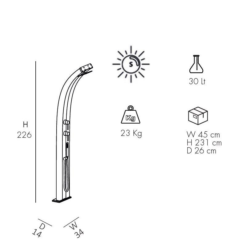 Doccia Solare In Alluminio Dada 40 Litri Con Miscelatore E Doccetta Mobile  Colore Fuxia Cv-D340/4003