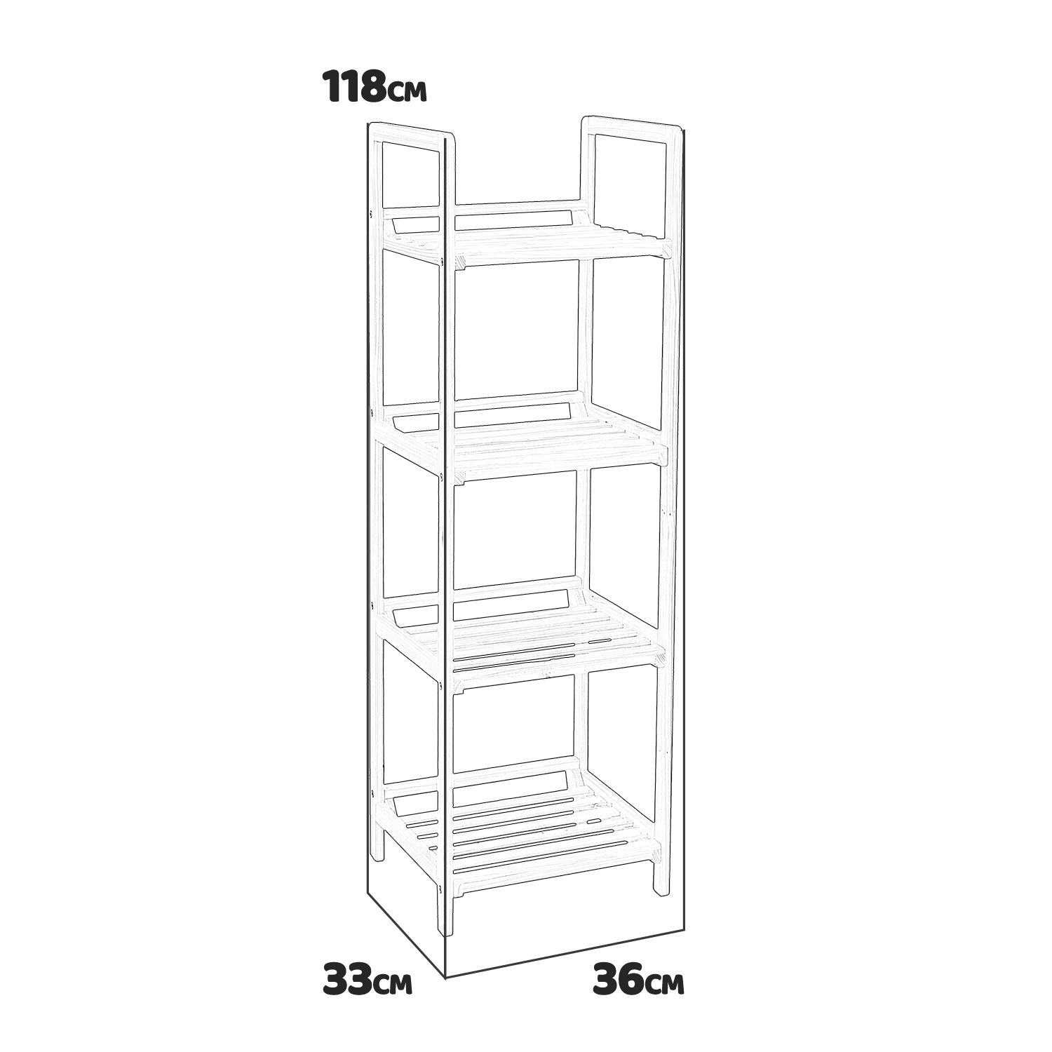 Aton - scaffale in legno a 4 ripiani