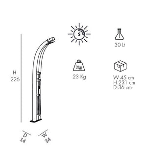 Doccia Solare In Alluminio Dada Top Line Con Miscelatore E Doccetta Colore Oro Satinato Cv-D340-Tl/1200