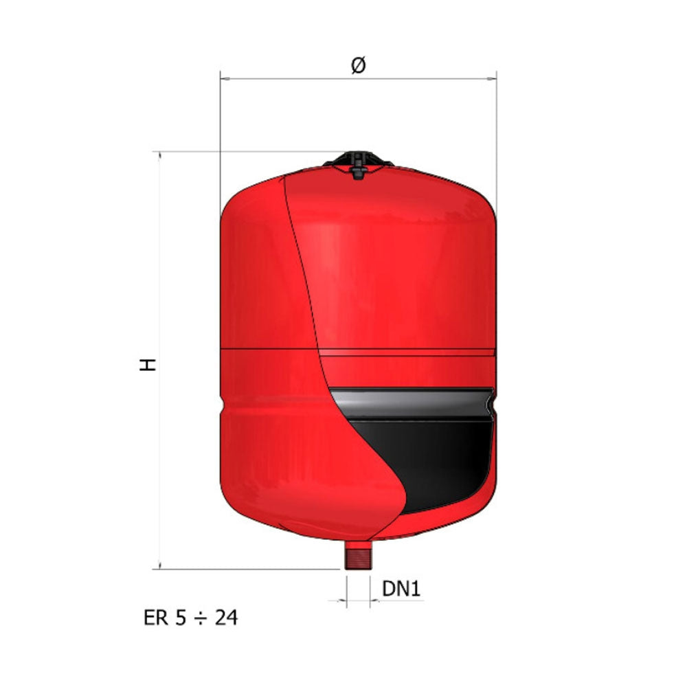 Vaso Di Espansione ELBI A102L27 Per Riscaldamento 24 Litri In Acciaio